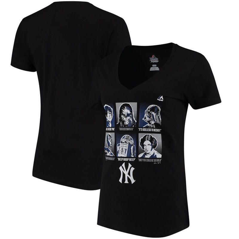 Women New York Yankees Main Characters II Black T-Shirt